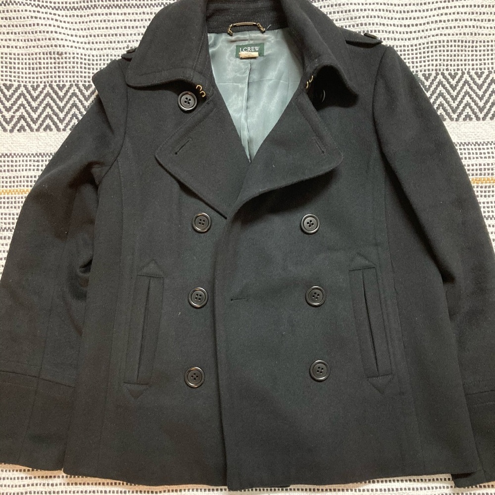 J. Crew Black Pea Coat Vintage Classic